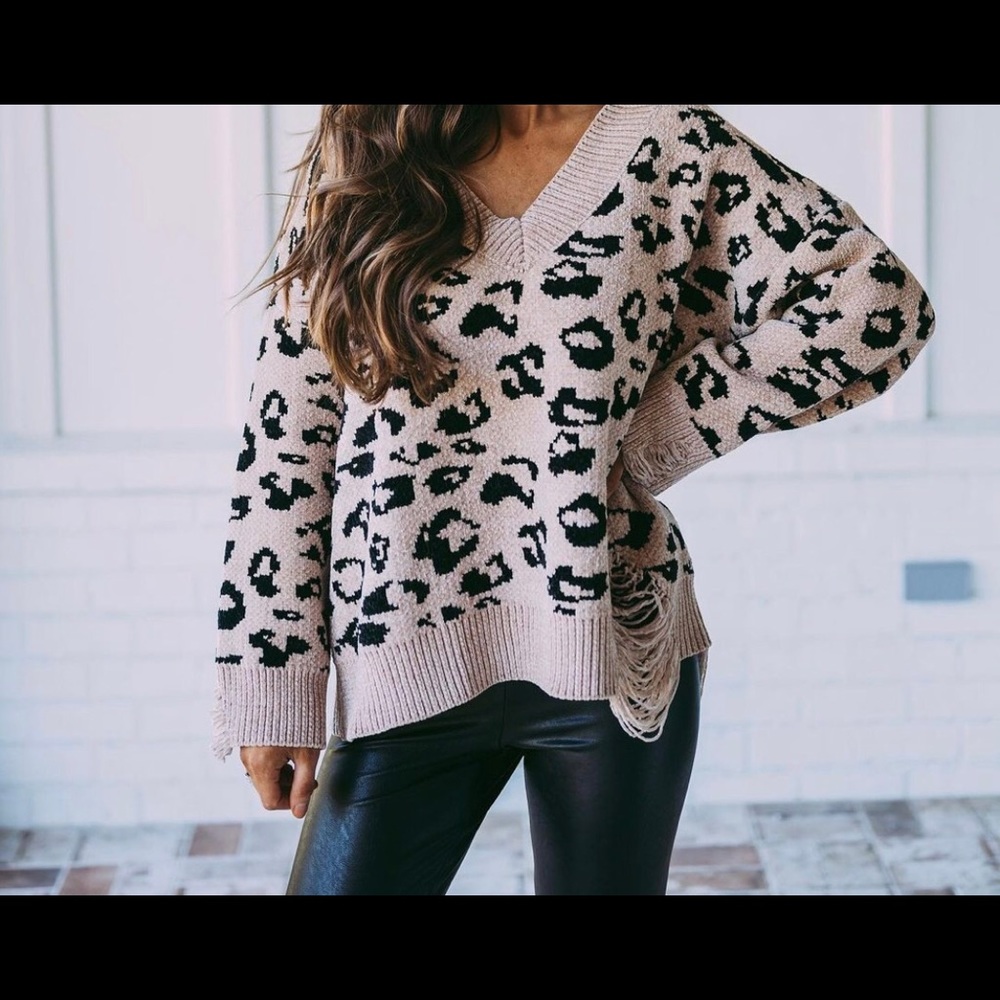 Leopard chenille sweater